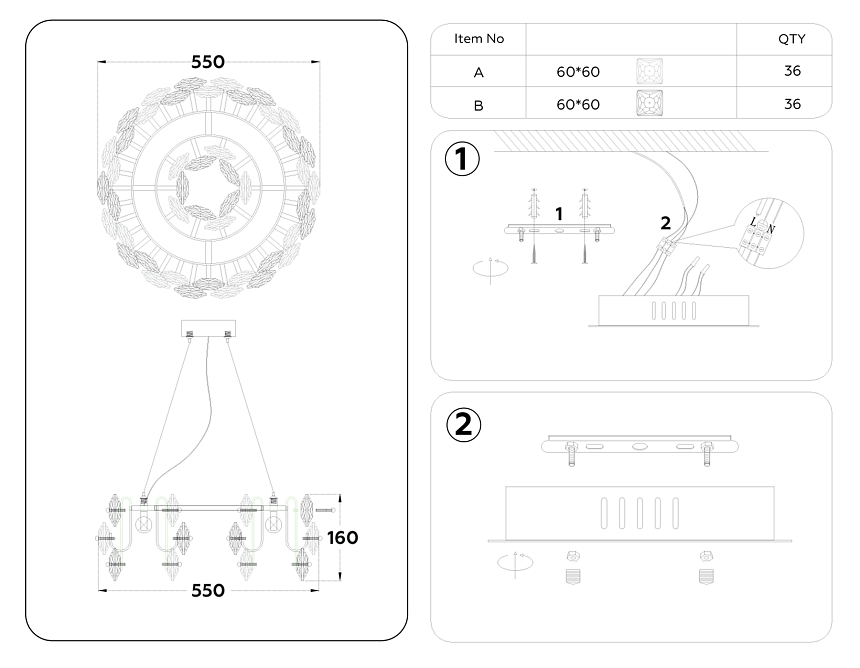 TR5185/4 GD/CL/SM золото/прозрачный/дымчатый E14/4 max 40W D450*1600